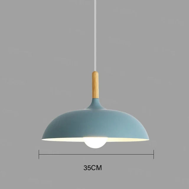 Nordic Style Oak Ceiling Light with E27 LED and Adjustable Hanging Cord