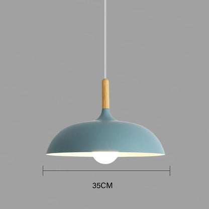 Nordic Style Oak Ceiling Light with E27 LED and Adjustable Hanging Cord