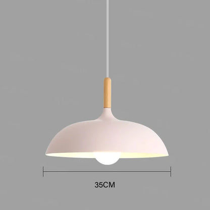Nordic Style Oak Ceiling Light with E27 LED and Adjustable Hanging Cord