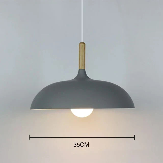 Nordic Style Oak Ceiling Light with E27 LED and Adjustable Hanging Cord