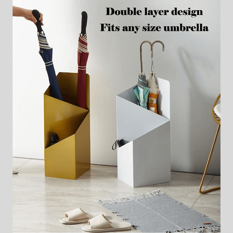 Scandinavian Metal Umbrella Stand with Removable Drip Tray Organizer