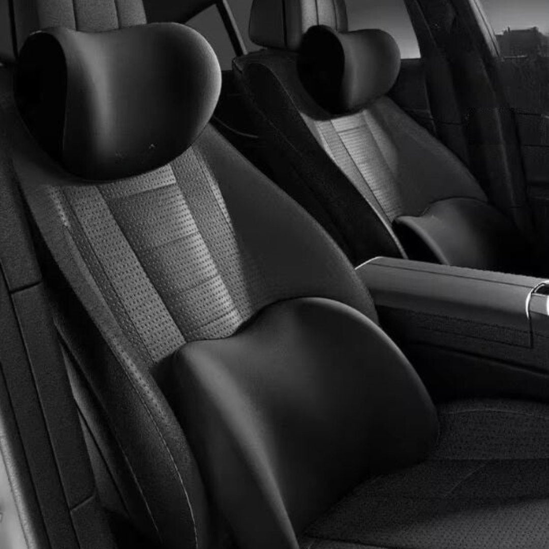 Car Seat Neck and Lumbar Support Set with Memory Foam Ergonomic Cushions