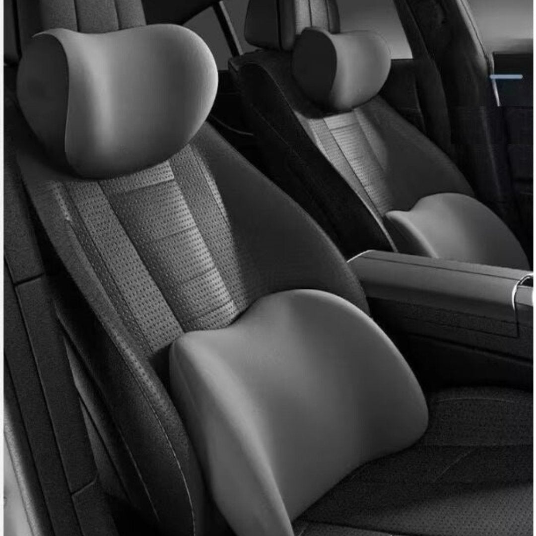 Car Seat Neck and Lumbar Support Set with Memory Foam Ergonomic Cushions