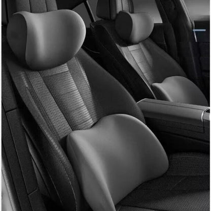 Car Seat Neck and Lumbar Support Set with Memory Foam Ergonomic Cushions
