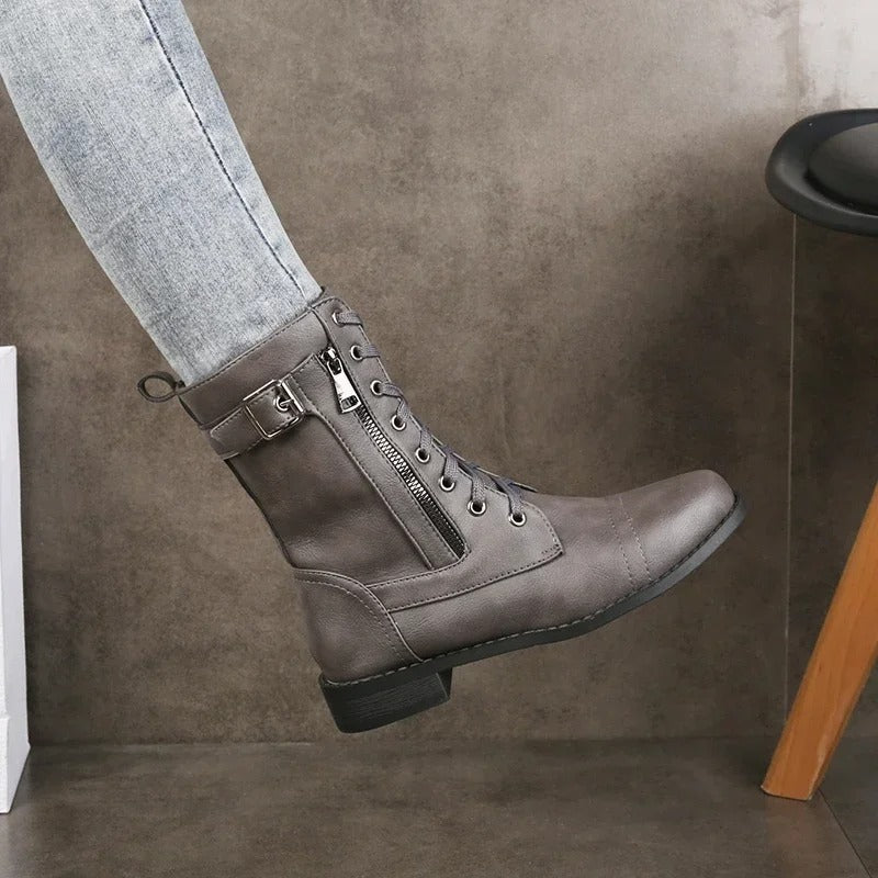 Orthopedic Ankle Boots with Cushioned Insole, Arch Support and Side Zipper