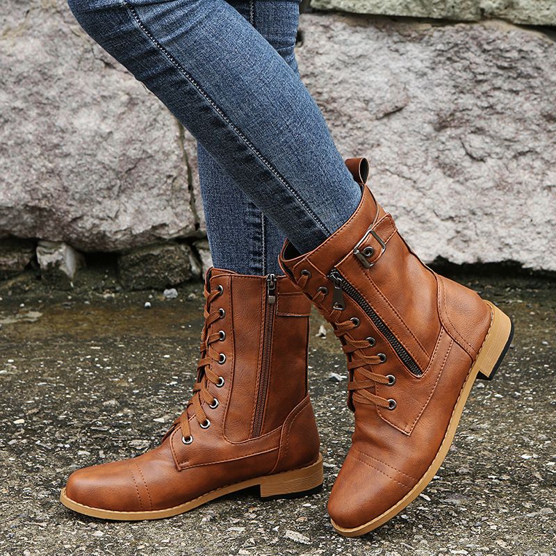 Orthopedic Ankle Boots with Cushioned Insole, Arch Support and Side Zipper