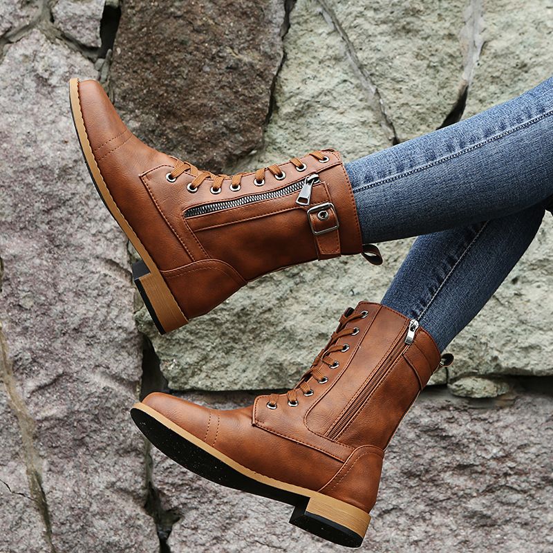 Orthopedic Ankle Boots with Cushioned Insole, Arch Support and Side Zipper