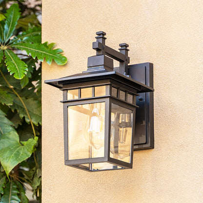Outdoor Aluminium Lantern Wall Light with E27 Bulb Base
