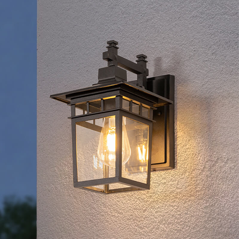 Outdoor Aluminium Lantern Wall Light with E27 Bulb Base