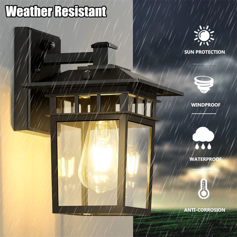 Outdoor Aluminium Lantern Wall Light with E27 Bulb Base