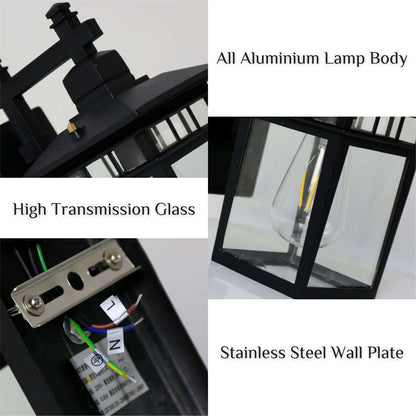 Outdoor Aluminium Lantern Wall Light with E27 Bulb Base