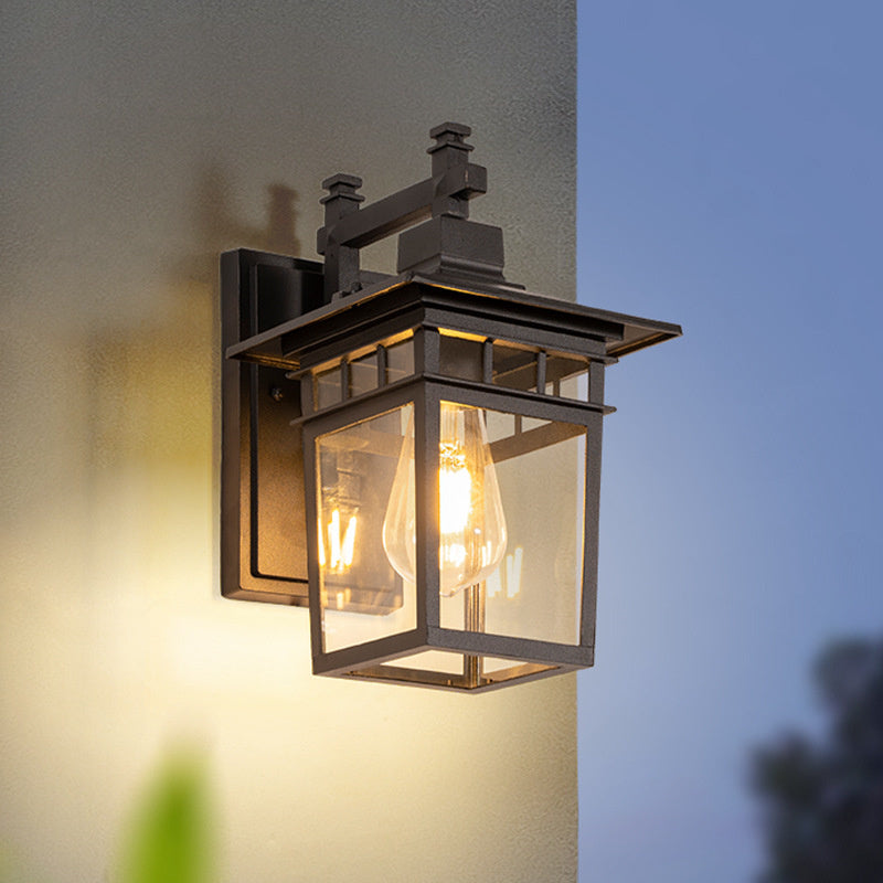 Outdoor Aluminium Lantern Wall Light with E27 Bulb Base