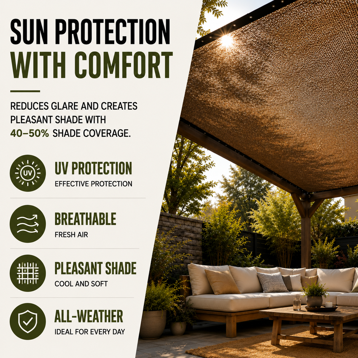 Outdoor Shade Canopy with Breathable Nylon and Reinforced Corners