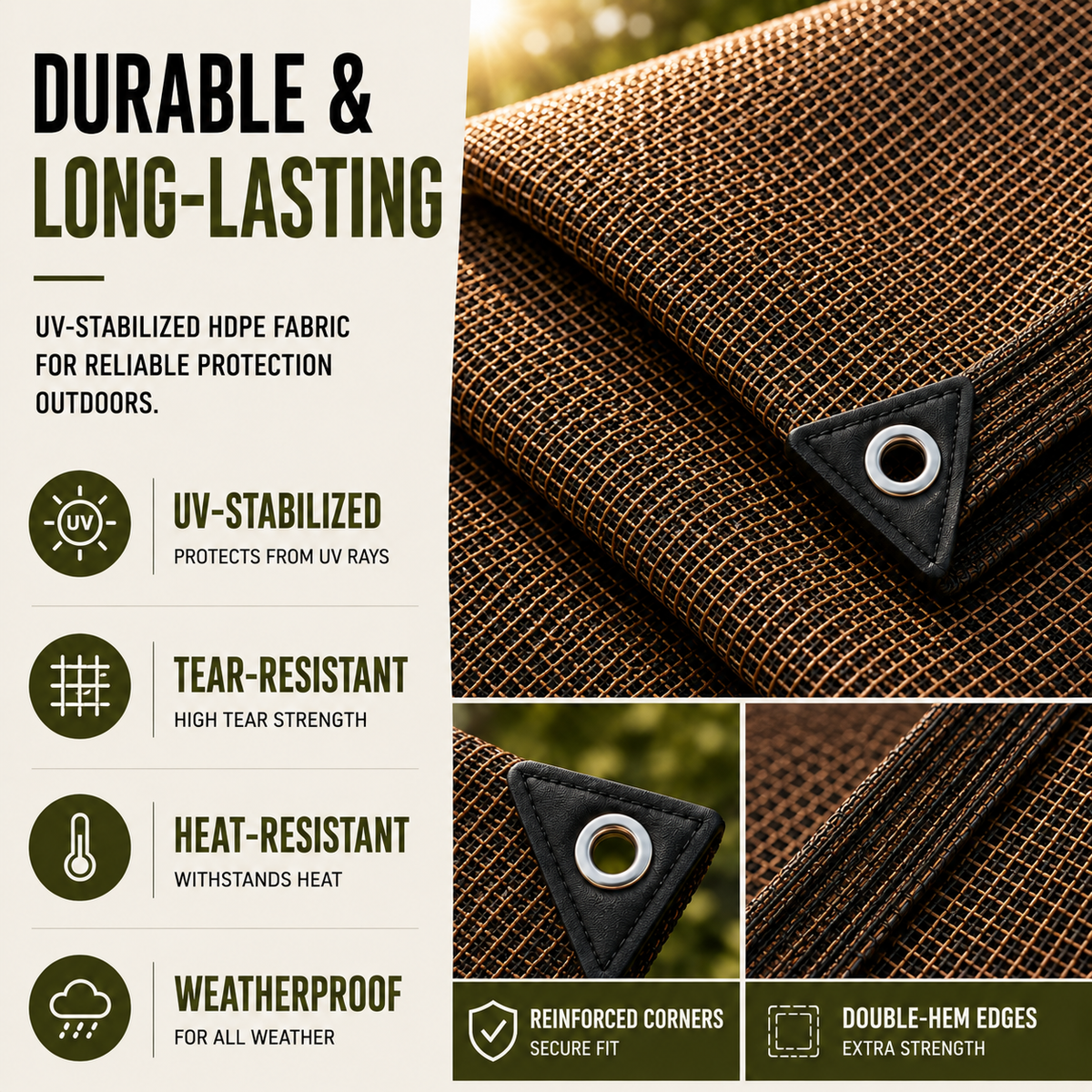 Outdoor Shade Canopy with Breathable Nylon and Reinforced Corners