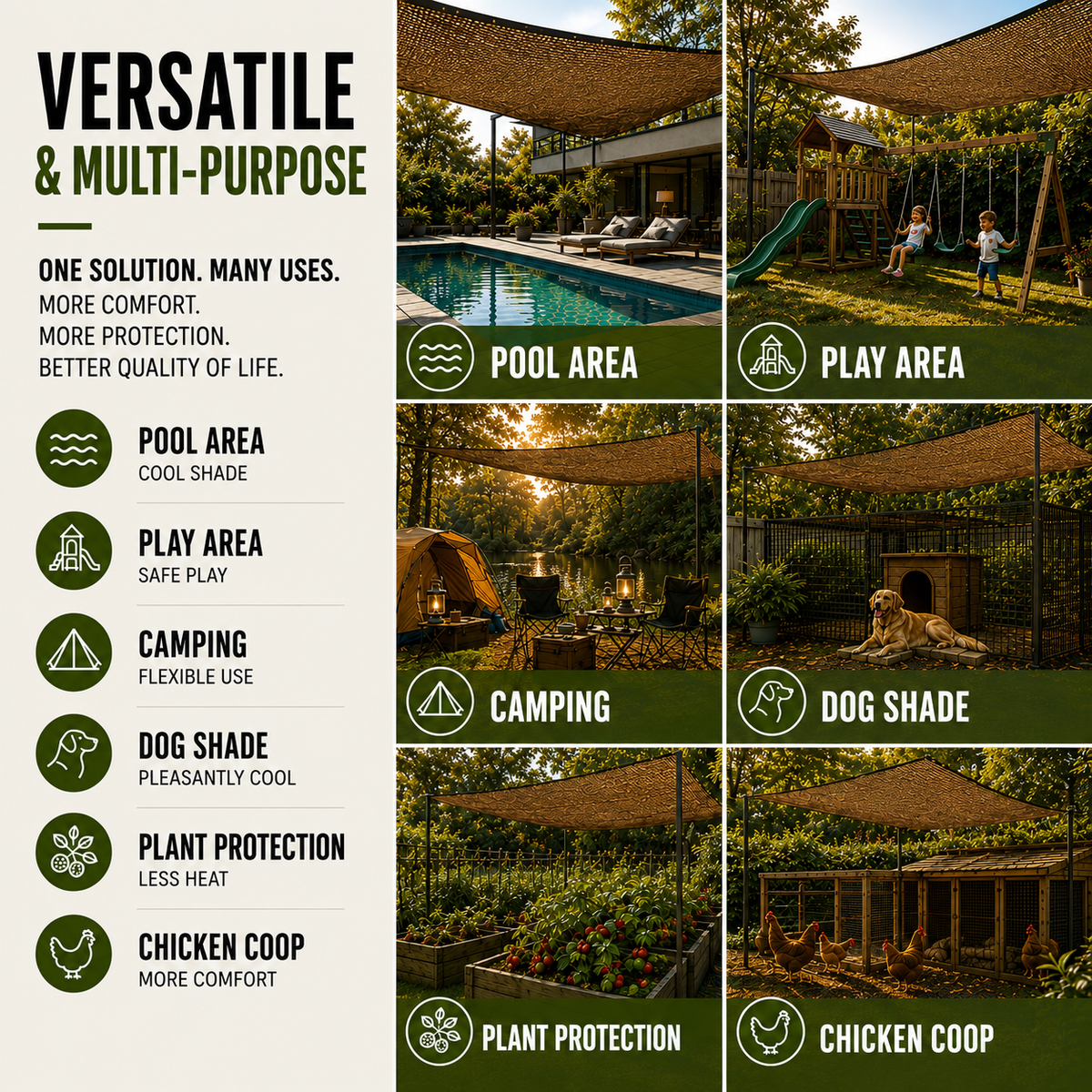 Outdoor Shade Canopy with Breathable Nylon and Reinforced Corners
