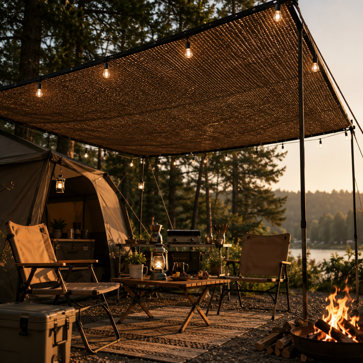 Outdoor Shade Canopy with Breathable Nylon and Reinforced Corners
