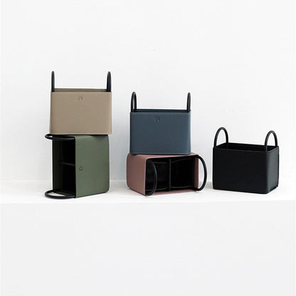PU Leather Storage Basket with Minimalist Design and Metal Frame