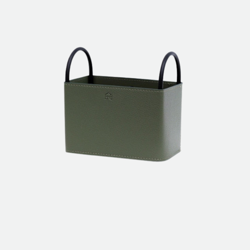 PU Leather Storage Basket with Minimalist Design and Metal Frame