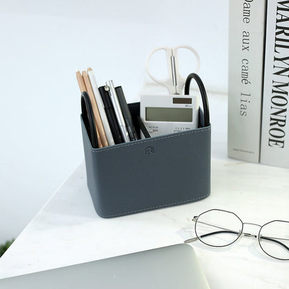 PU Leather Storage Basket with Minimalist Design and Metal Frame
