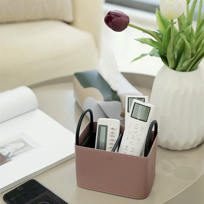 PU Leather Storage Basket with Minimalist Design and Metal Frame