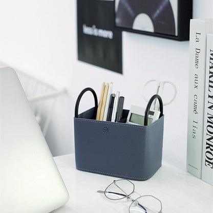 PU Leather Storage Basket with Minimalist Design and Metal Frame