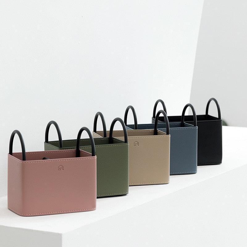 PU Leather Storage Basket with Minimalist Design and Metal Frame