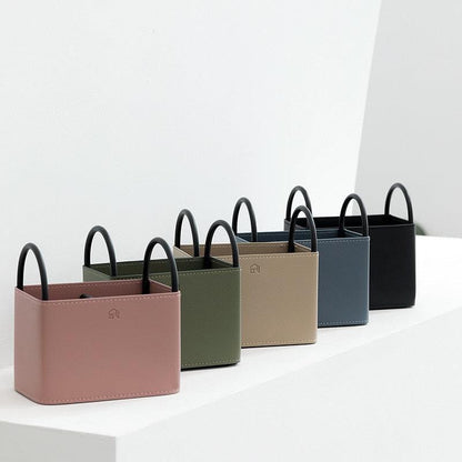 PU Leather Storage Basket with Minimalist Design and Metal Frame