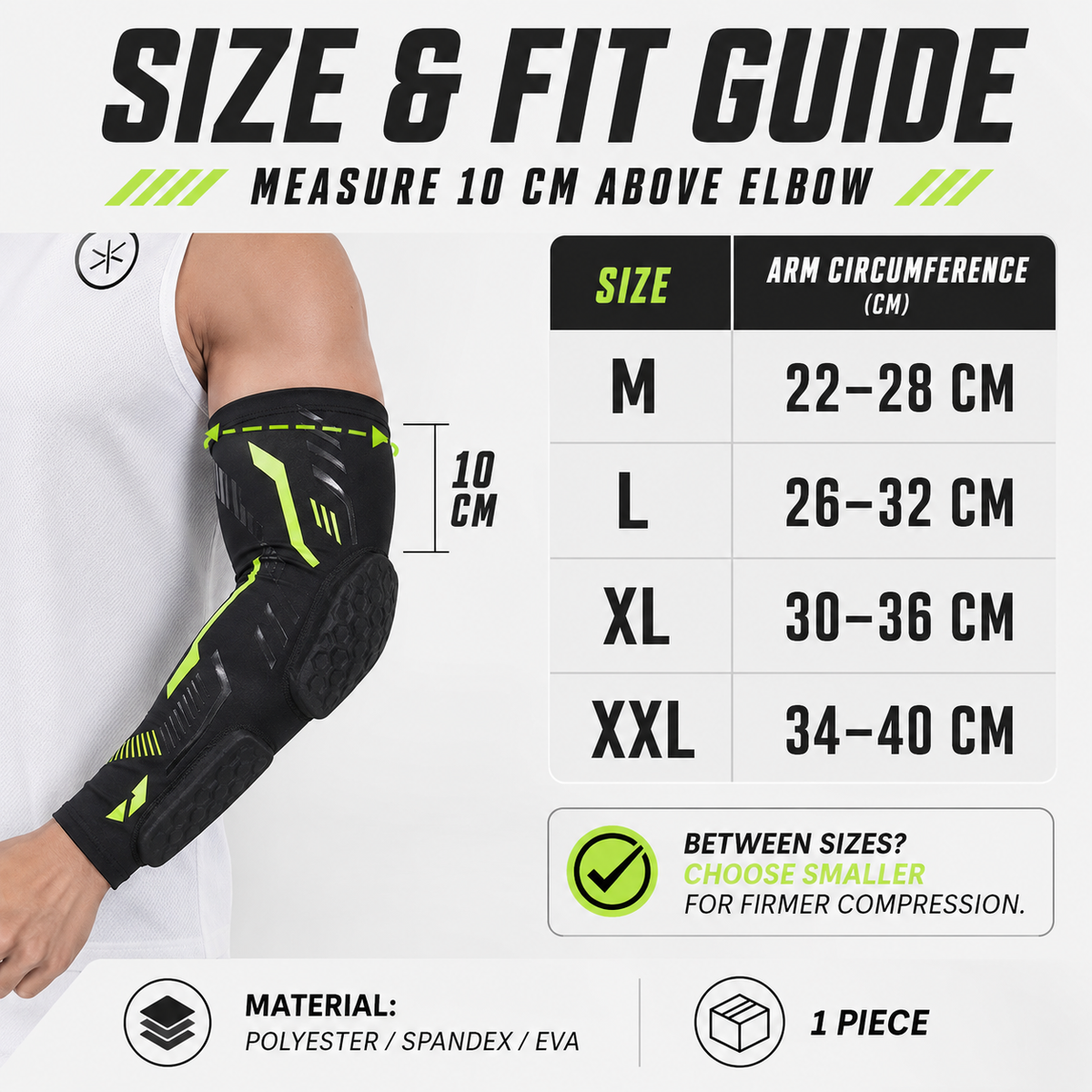 Padded Compression Elbow Sleeve with Polyester and Spandex