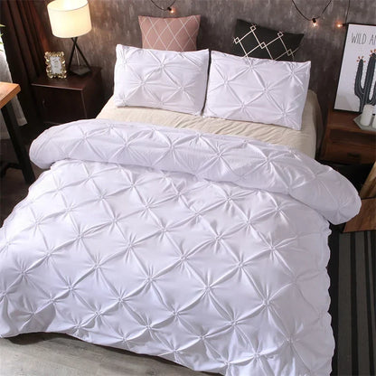 Pintuck Duvet Cover Set with Diamond Pattern and Matching Pillowcases