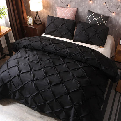 Pintuck Duvet Cover Set with Diamond Pattern and Matching Pillowcases