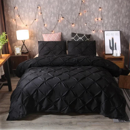 Pintuck Duvet Cover Set with Diamond Pattern and Matching Pillowcases