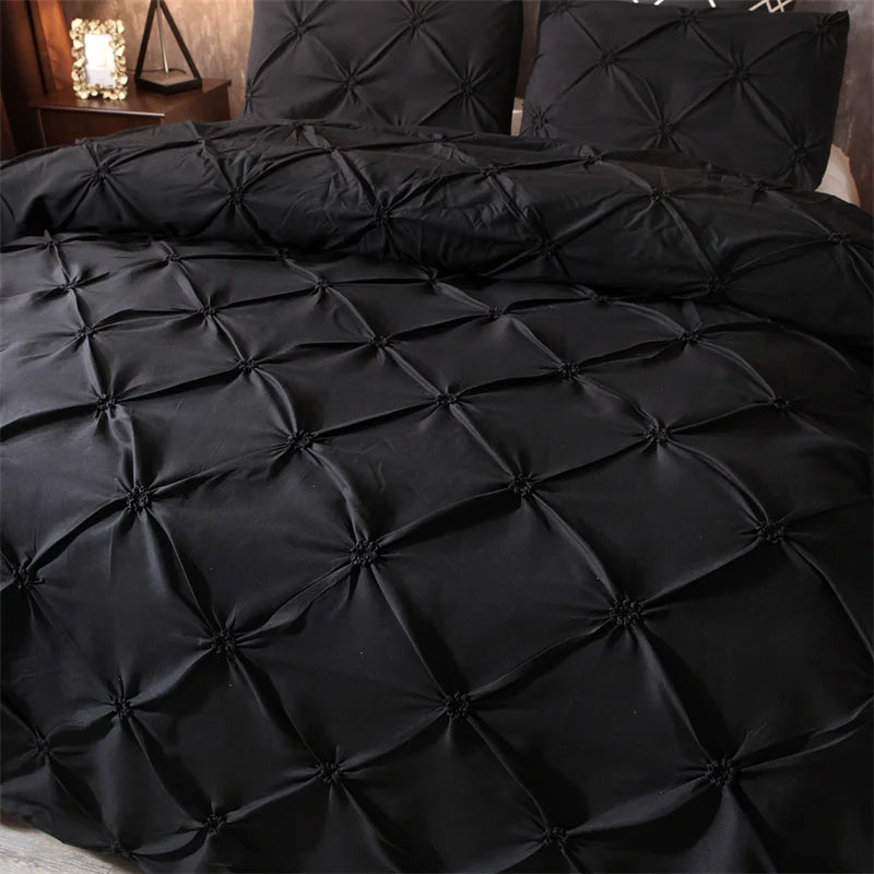 Pintuck Duvet Cover Set with Diamond Pattern and Matching Pillowcases