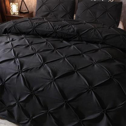 Pintuck Duvet Cover Set with Diamond Pattern and Matching Pillowcases