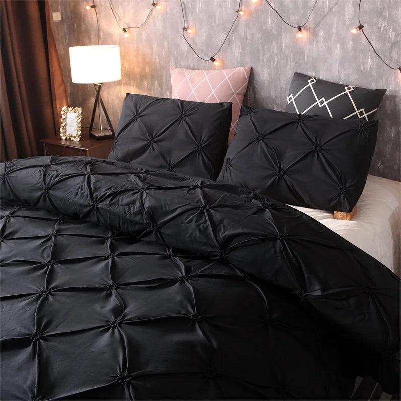 Pintuck Duvet Cover Set with Diamond Pattern and Matching Pillowcases