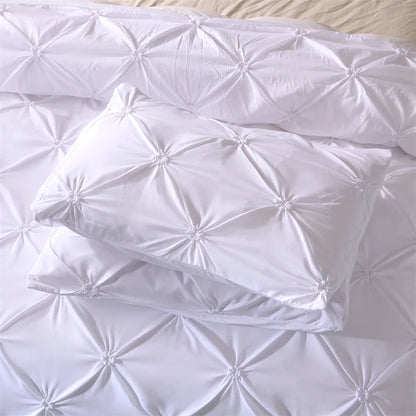 Pintuck Duvet Cover Set with Diamond Pattern and Matching Pillowcases
