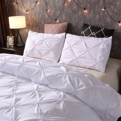 Pintuck Duvet Cover Set with Diamond Pattern and Matching Pillowcases