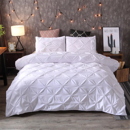 Pintuck Duvet Cover Set with Diamond Pattern and Matching Pillowcases