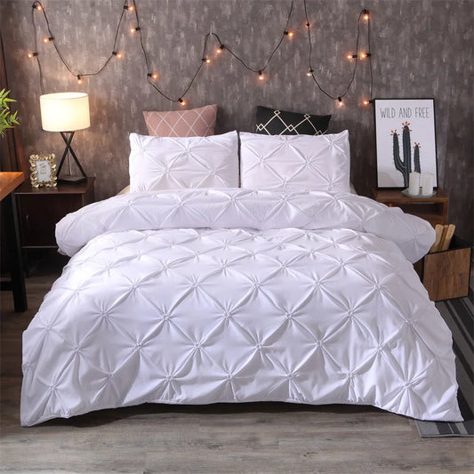 Pintuck Duvet Cover Set with Diamond Pattern and Matching Pillowcases