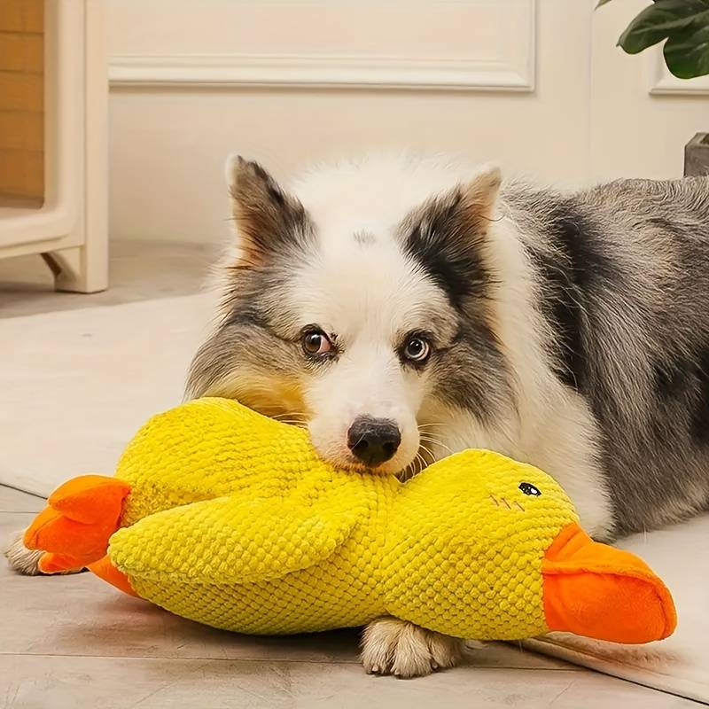 Plush Duck Dog Toy with Realistic Quack Sound and Soft Polyester Fabric