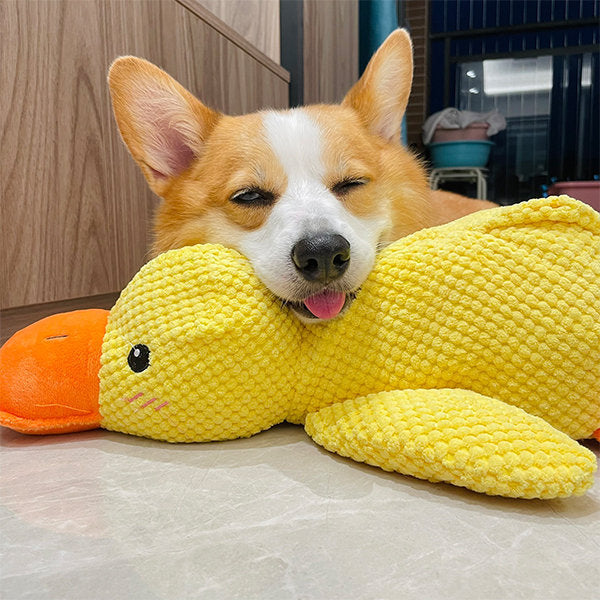 Plush Duck Dog Toy with Realistic Quack Sound and Soft Polyester Fabric