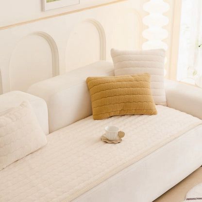 Plush Sofa Cover with Soft Microfibre Fabric and Anti Slip Backing