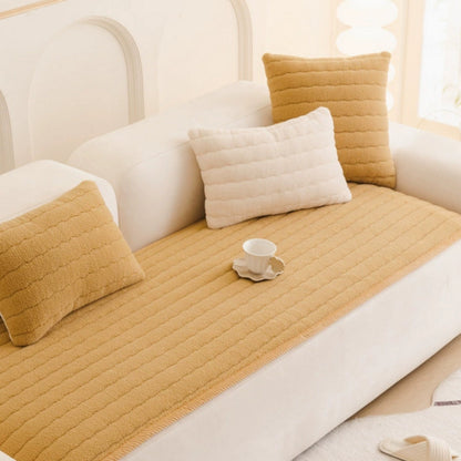 Plush Sofa Cover with Soft Microfibre Fabric and Anti Slip Backing