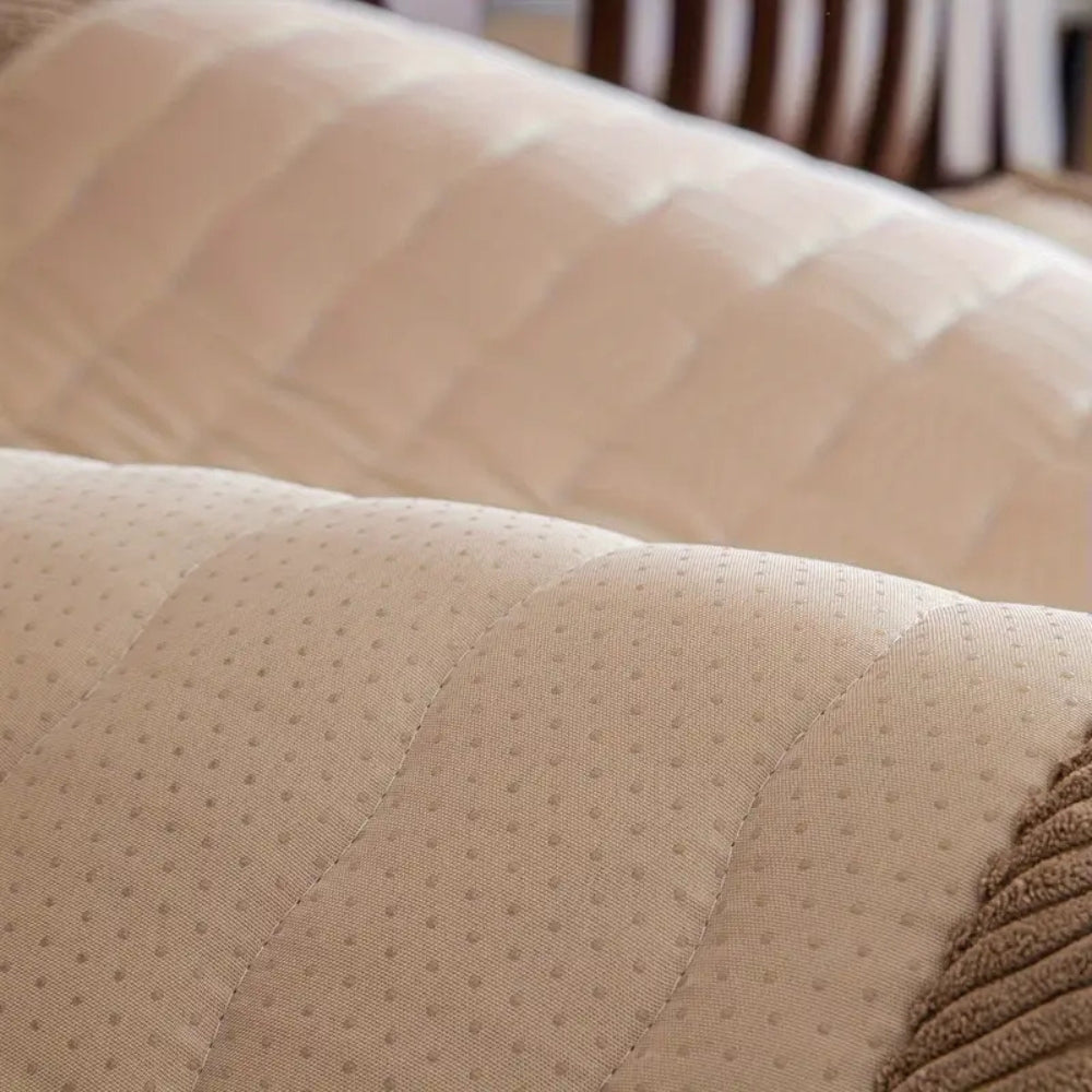 Plush Sofa Cover with Soft Microfibre Fabric and Anti Slip Backing