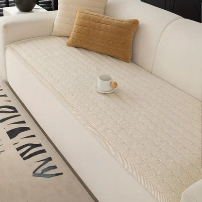 Plush Sofa Cover with Soft Microfibre Fabric and Anti Slip Backing