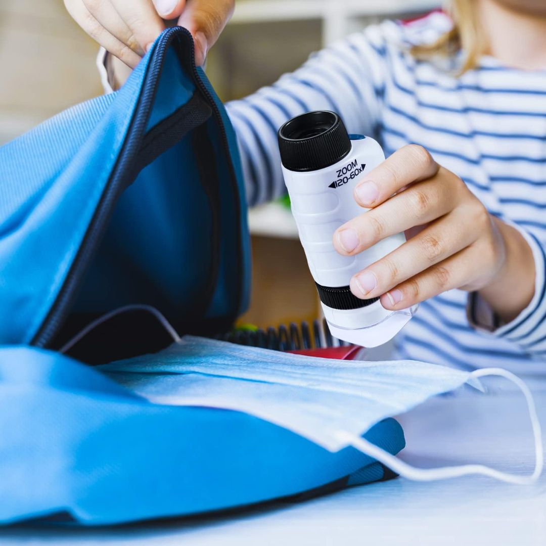 Pocket Microscope for Kids with 60–120x Magnification and LED Light