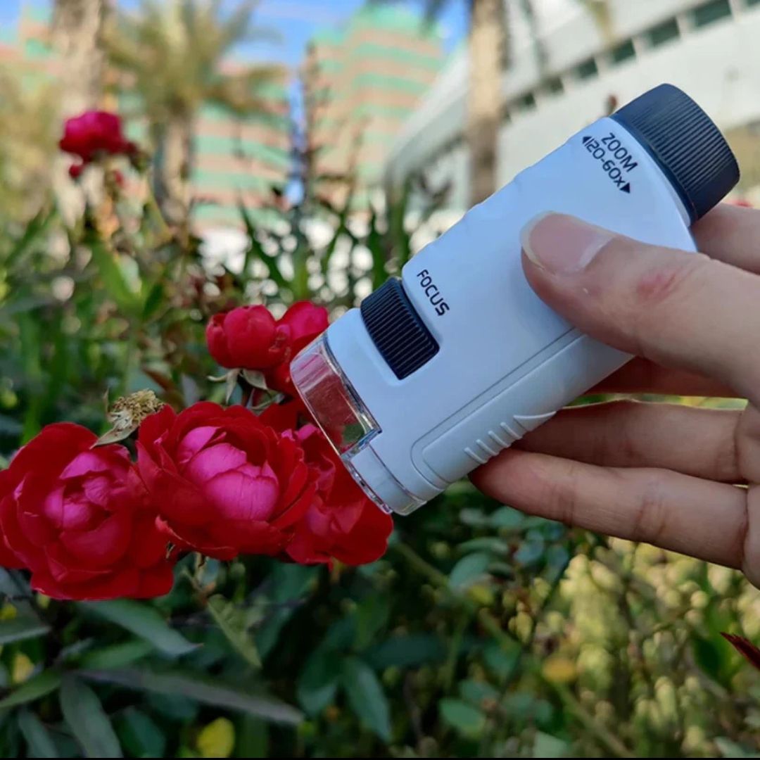 Pocket Microscope for Kids with 60–120x Magnification and LED Light