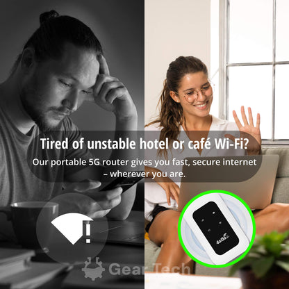 Portable 5G SIM WiFi Router with Battery for Travel and Home