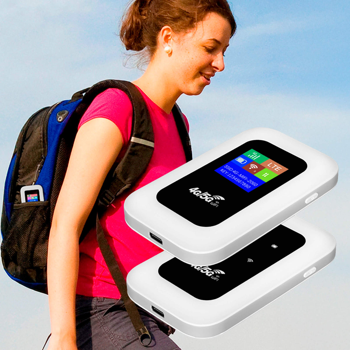 Portable 5G SIM WiFi Router with Battery for Travel and Home