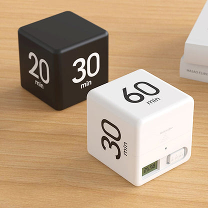 Portable Digital Cube Timer with Gravity Flip Countdown and Adjustable Alarm