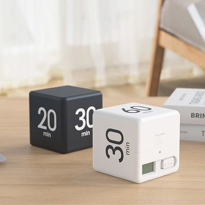 Portable Digital Cube Timer with Gravity Flip Countdown and Adjustable Alarm
